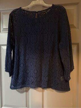 Banana Republic Navy Crochet Lace Blouse